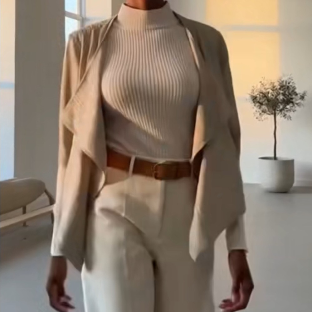 My Tribe Light Gray Draped Leather Jacket - Picture 4 of 16